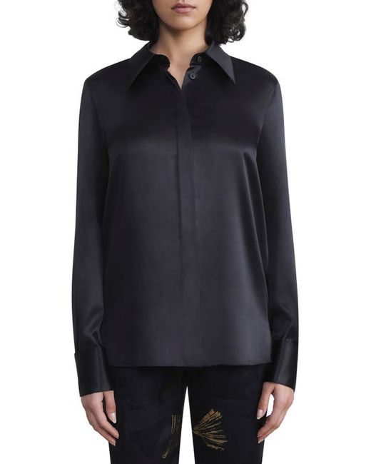 Lafayette 148 New York French Cuff Silk Button-Up Blouse in at X-Small