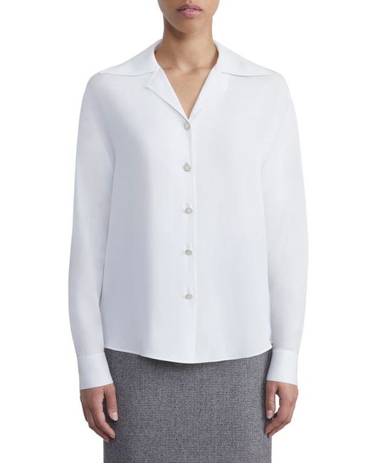 Lafayette 148 New York Convertible Collar Silk Button-Up Blouse in at X-Small