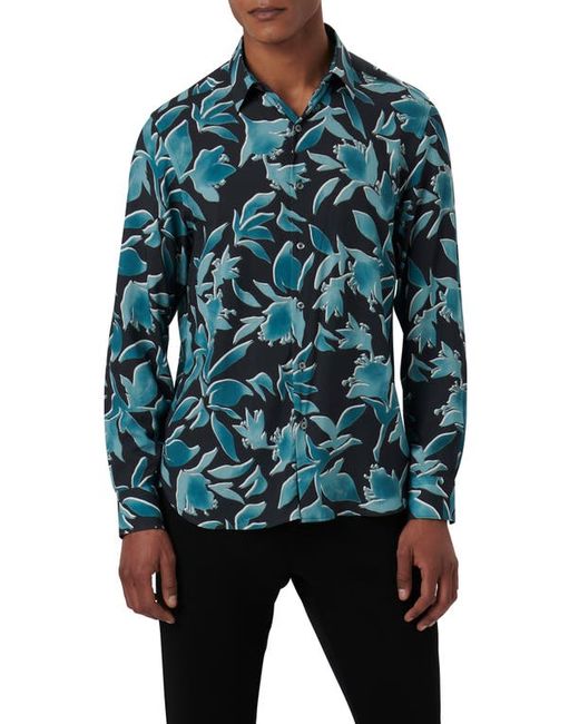Bugatchi Julian Shaped Fit EcoVero Print Button Up Shirt in at Small