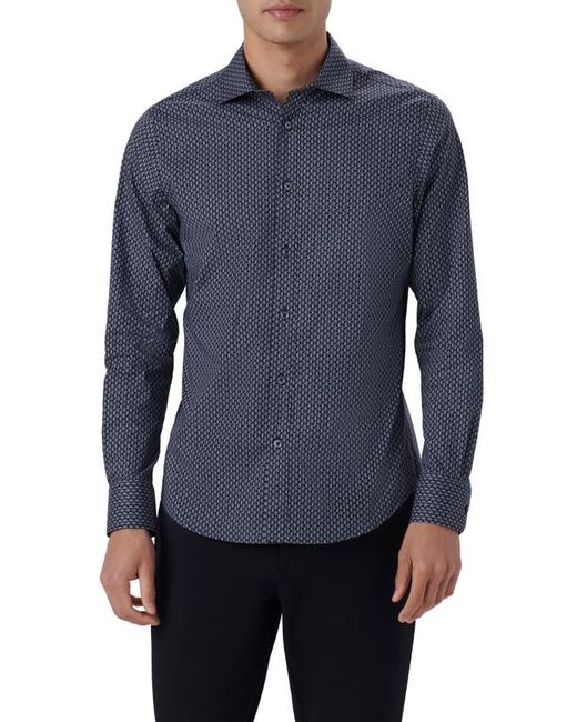 Bugatchi Axel Shaped Fit Print Stretch Cotton Button-Up Shirt in at Small