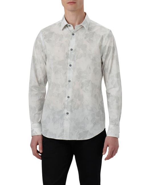 Bugatchi Julian Shaped Fit Leaf Print Stretch Cotton Button-Up Shirt in at Small