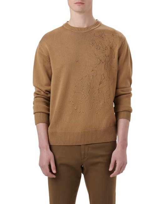 Bugatchi Embroidered Merino Wool Crewneck Sweater in at Small