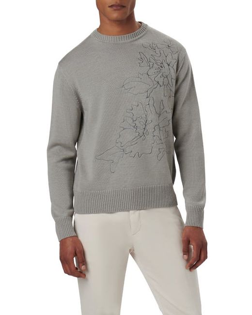 Bugatchi Embroidered Merino Wool Crewneck Sweater in at Small