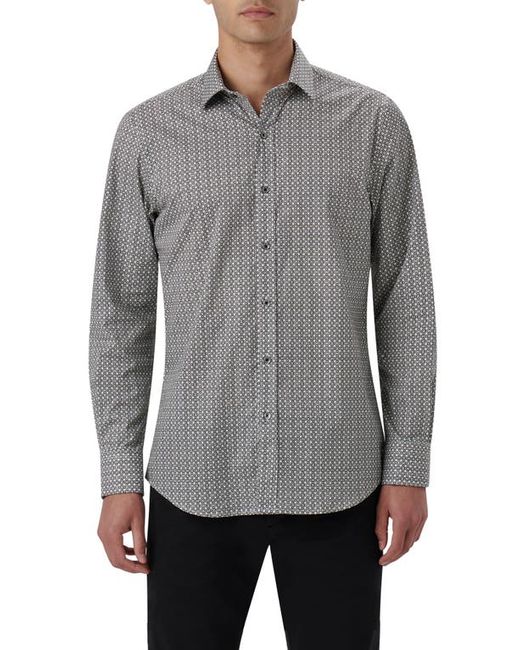 Bugatchi Julian Shaped Fit Chain Link Print Stretch Cotton Button-Up Shirt in at Large