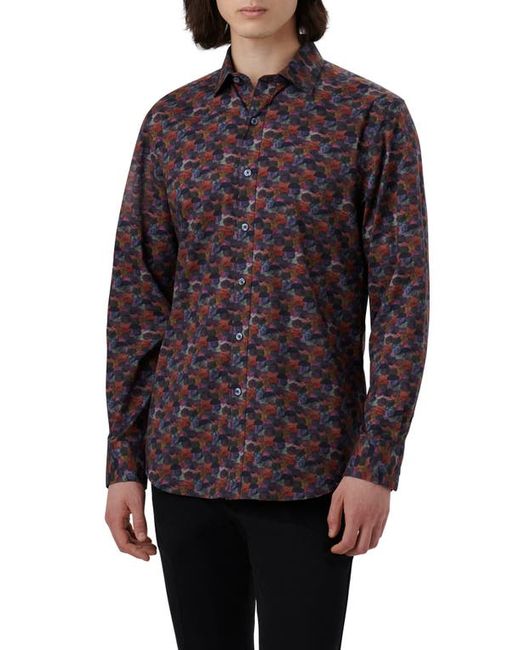 Bugatchi Axel Shaped Fit Abstract Print Stretch Cotton Button-Up Shirt in at Small