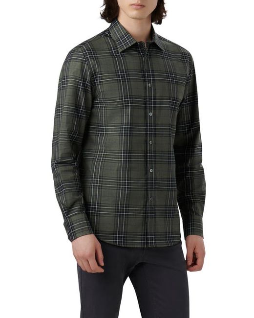 Bugatchi Julian Shaped Fit Plaid Stretch Cotton Button-Up Shirt in at Small