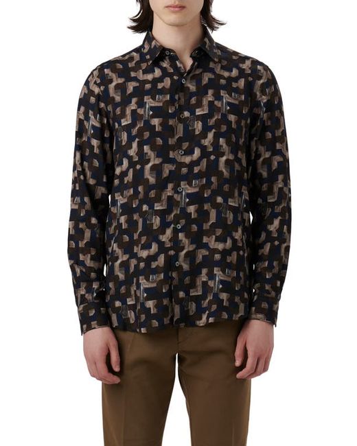 Bugatchi Julian Shaped Fit EcoVero Geo Print Button-Up Shirt in at Small