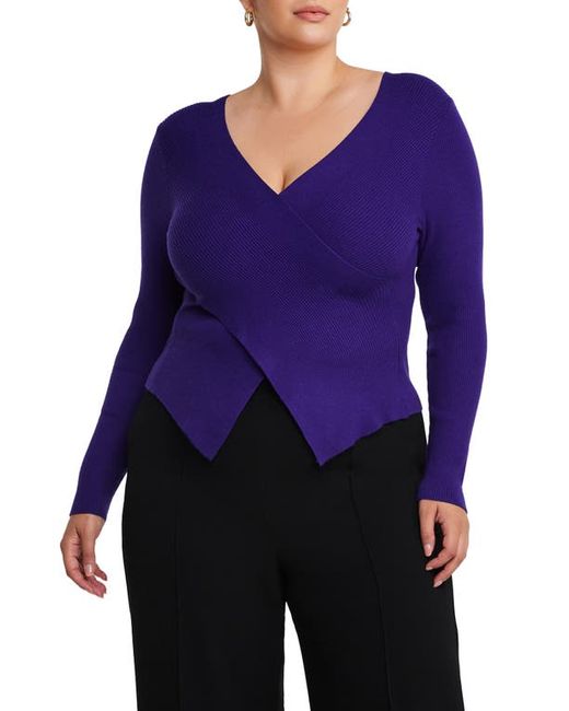 Estelle Wrap It Up Crossover Rib Sweater in at 16W