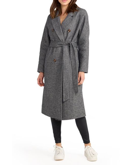 Belle And Bloom Standing Still Belted Double Breasted Wool Blend Coat in at X-Small