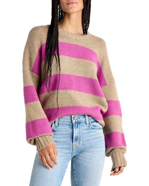 Splendid Ivy Stripe Crewneck Sweater in Magenta at X-Small