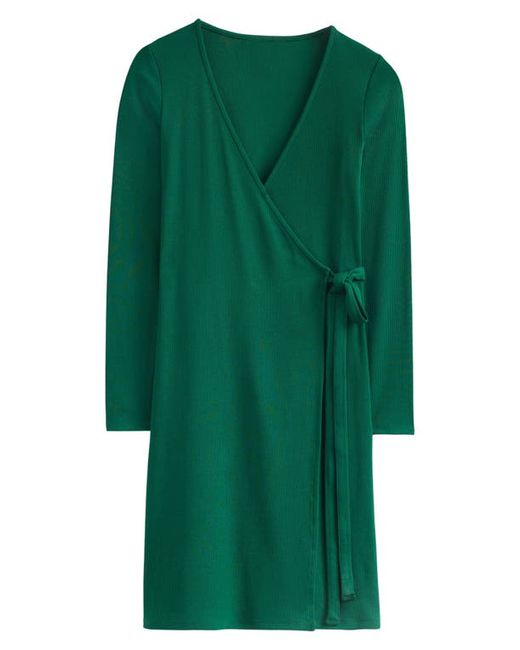 Boden Jersey Rib Long Sleeve Wrap Dress in at 4