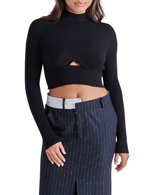Steve Madden Ollie Cutout Ribbed Crop Sweater in at X-Small