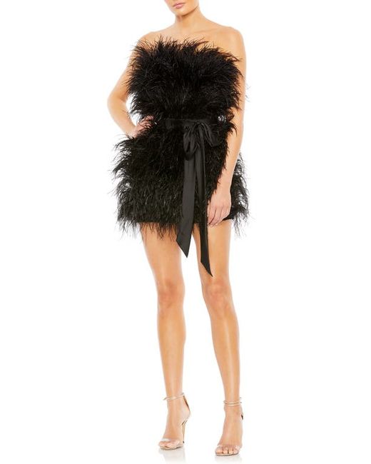 Mac Duggal Strapless Faux Feather Minidress in at 0