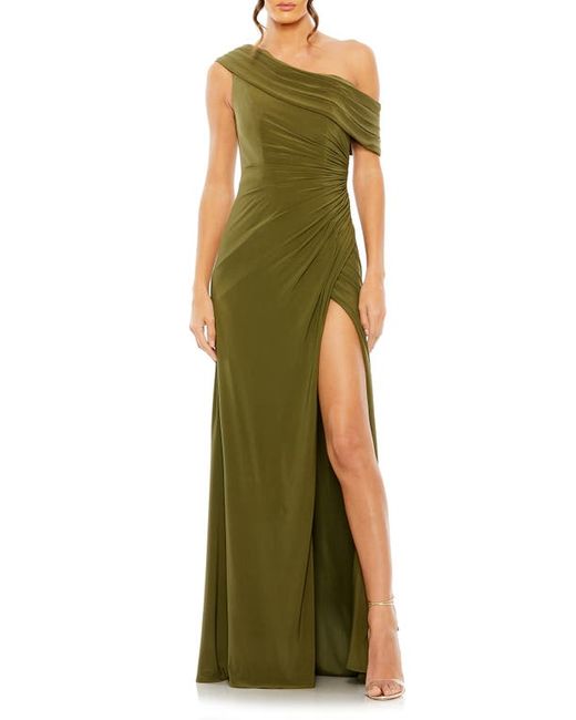 Ieena for Mac Duggal Ruched One-Shoulder Trumpet Gown in at 20