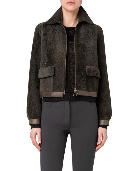 Akris Genuine Shearling Lambskin Leather Jacket in at 4