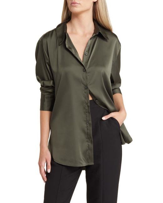 Open Edit Satin Button-Up Shirt in at X-Small