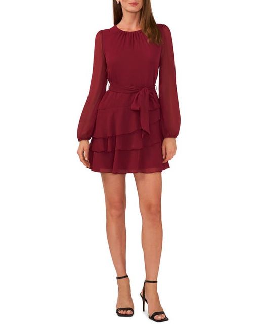 HalogenR halogenr Asymmetric Ruffle Belted Long Sleeve Minidress in at Xx-Small