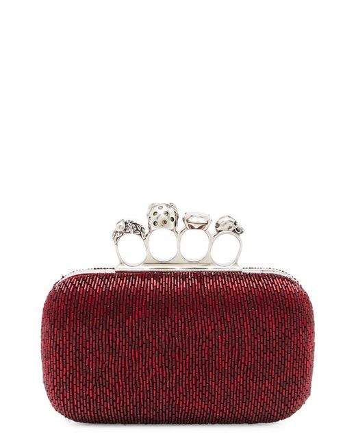 Alexander McQueen Skull Crystal Embellished Four-Ring Box Clutch in at