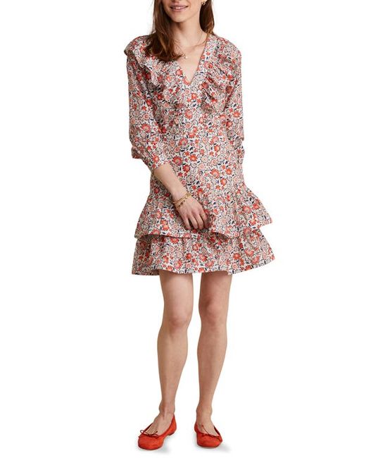 Vineyard Vines Ivy Floral Long Sleeve Cotton Silk Dress in at 0