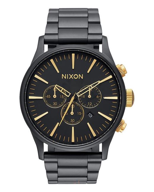 Nixon Sentry Chronograph Bracelet Watch 42mm in Matte Gold at