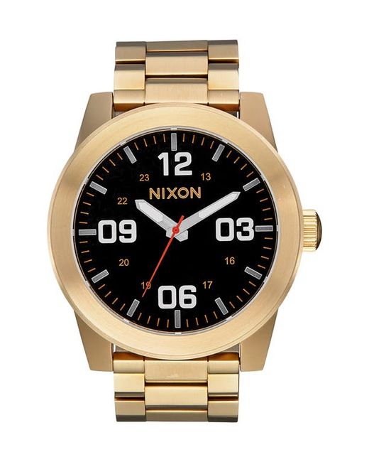 Nixon The Corporal Bracelet Watch 48mm in Yellow Gold at
