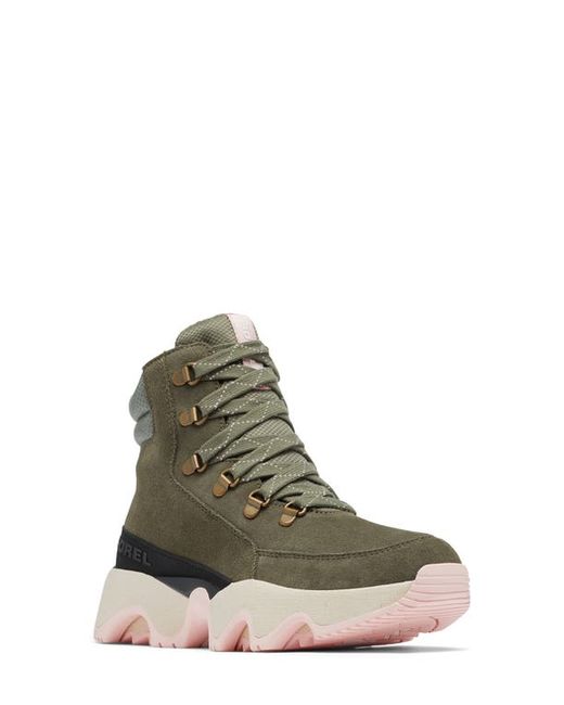 Sorel Kinetic Impact Conquest Waterproof Sneaker Bootie in Stone Chalk at 6