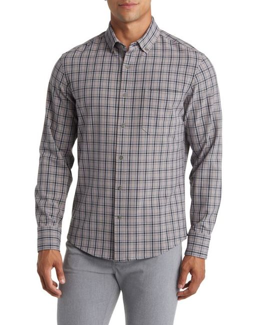 Mizzen+Main City Trim Fit Nickel Houston Plaid Flannel Button-Down Shirt in at Small