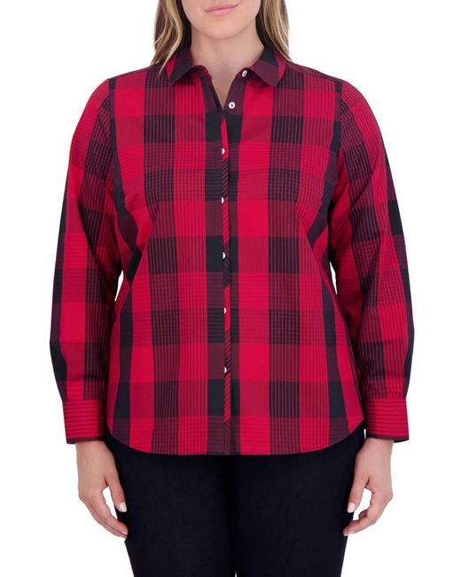 Foxcroft Charlie Buffalo Plaid Button-Up Shirt in at 20W