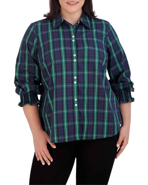 Foxcroft Olivia Plaid Button-Up Shirt in at 1X
