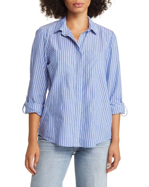 Beach Lunch Lounge Stripe Cotton Modal Button-Up Shirt in at X-Small