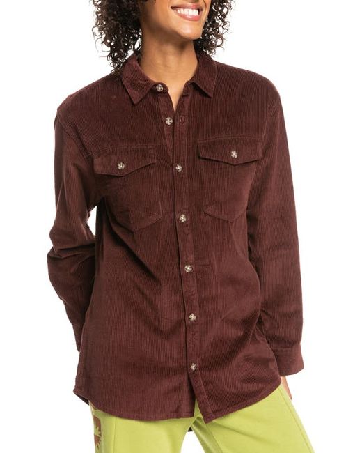 Roxy Let It Go Cotton Corduroy Button-Up Shirt in at Small