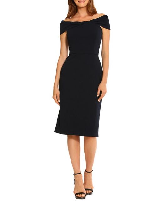 Maggy London Off the Shoulder Sheath Cocktail Dress in at 0