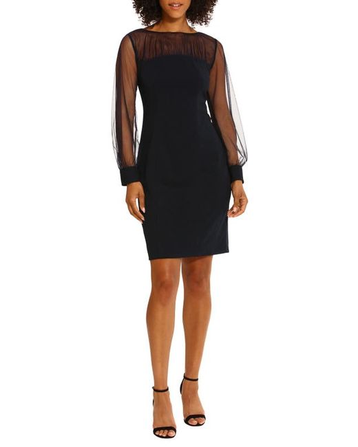 Maggy London Illusion Neck Long Sleeve Cocktail Dress in at 0