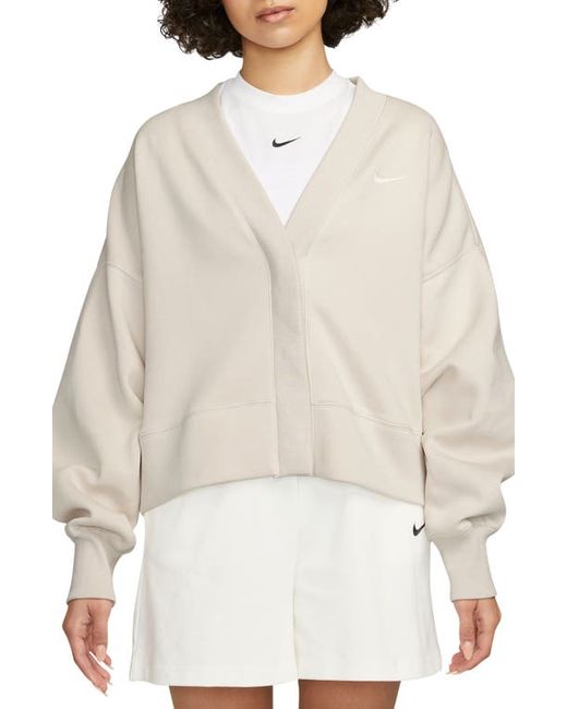 Nike Sportswear Phoenix Fleece Oversize Cardigan in Light Orewood/Sail at X-Small