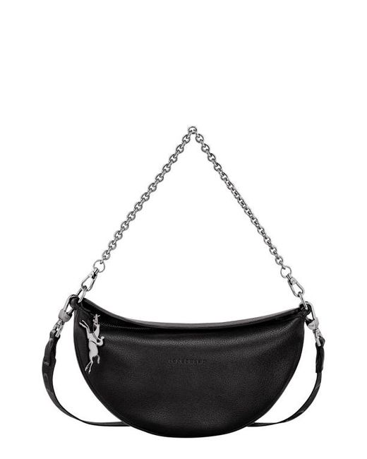 Longchamp Small Roseau Essential Soft Half Moon Leather Crossbody Bag in at