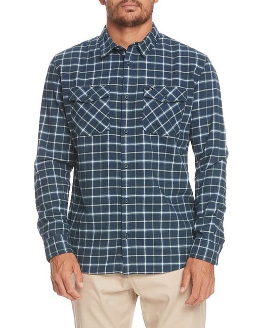 Quiksilver Dulsie Regular Fit Windowpane Plaid Stretch Cotton Flannel Button-Up Shirt in at Small