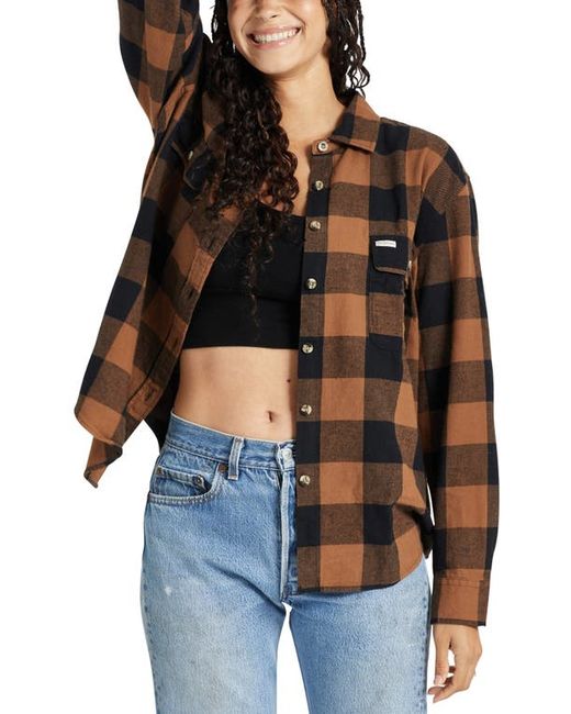 Brixton Bowery Plaid Cotton Flannel Shirt in Bison at X-Small