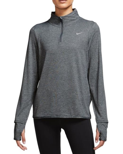 Nike Dri-FIT Swift Element UV Quarter Zip Running Pullover in Smoke Grey/Lt Grey at X-Large
