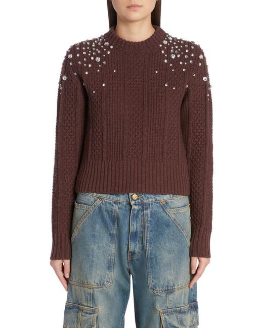 Golden Goose Crop Crystal Embellished Virgin Wool Sweater in at X-Small