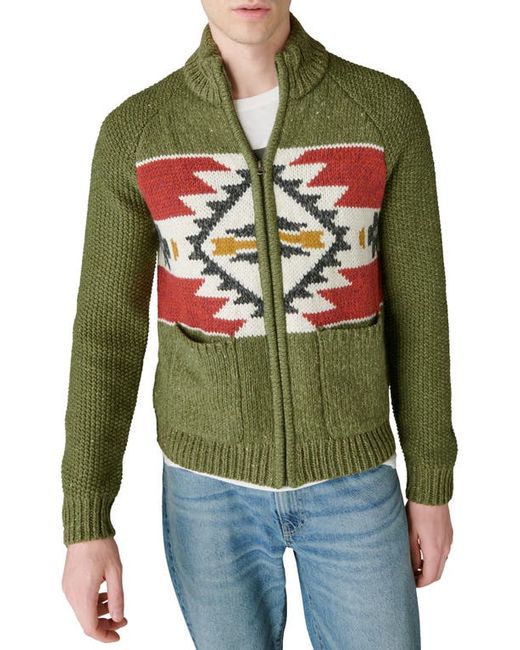 Lucky Brand Southwestern Pattern Zip Cardigan in at Small