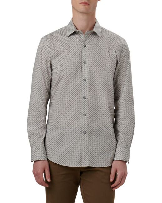 Bugatchi Julian Shaped Fit Geometric Print Stretch Cotton Button-Up Shirt in at Medium
