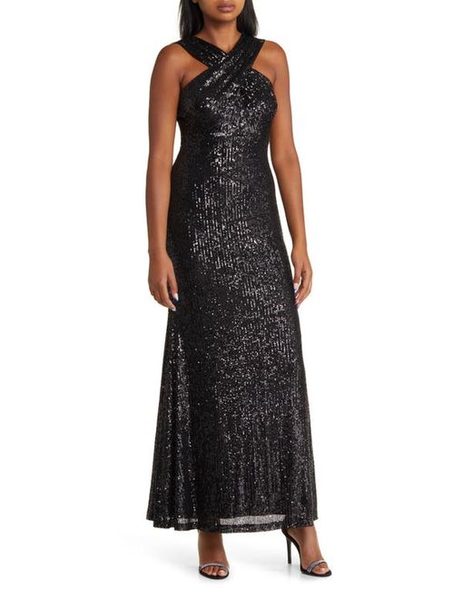 Eliza J Sequin Cross Front Gown in at 0