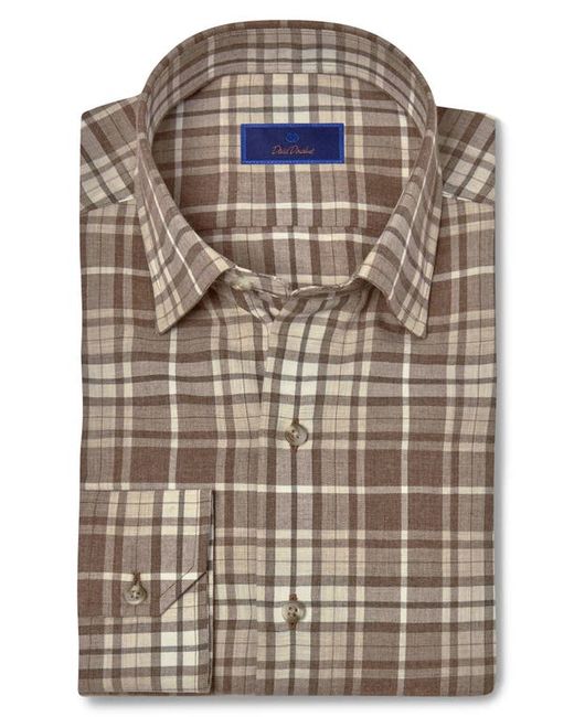 David Donahue Plaid Supima Cotton Twill Button-Up Shirt in at Medium
