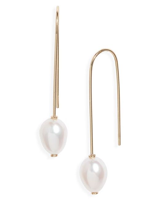 Poppy Finch Cultured Pearl Threader Earrings in at