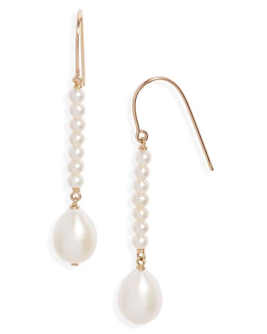Poppy Finch Cultured Pearl Linear Drop Earrings in at
