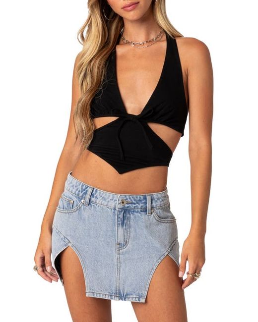 Edikted Cady Cutout Crop Halter Top in at X-Small