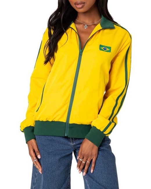 Edikted Brasil Oversize Embroidered Track Jacket in at X-Small