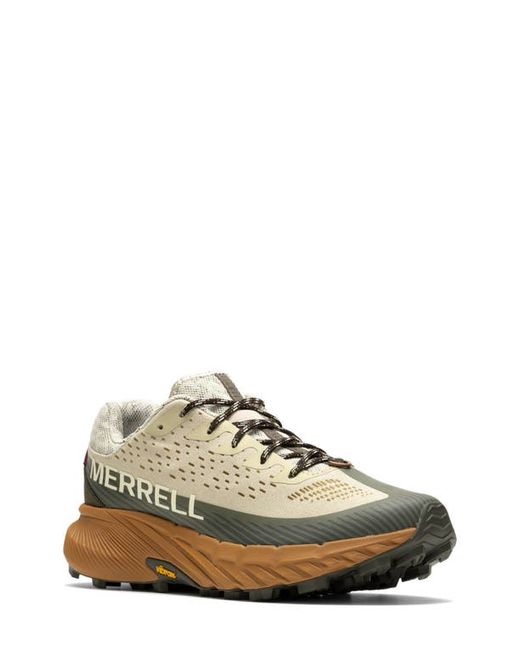 Merrell Agility Peak 5 Running Shoe in Oyster/Olive at 8.5