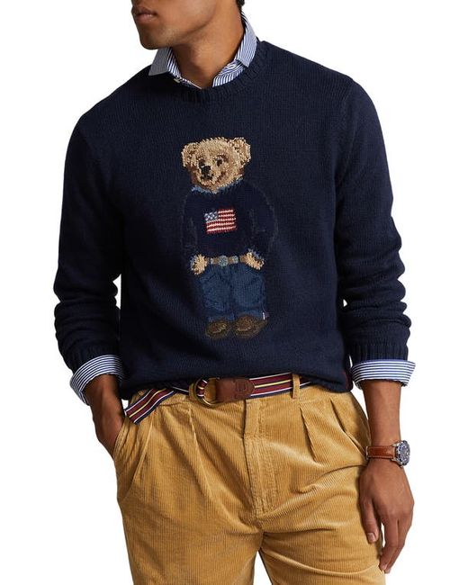 Polo Ralph Lauren Polo Bear Cotton Linen Crewneck Sweater in at Small