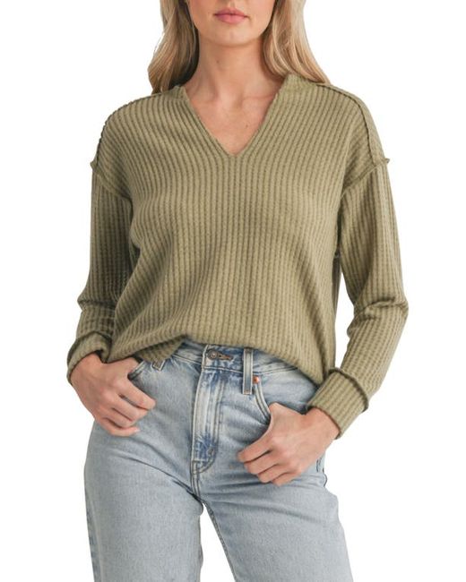 All In Favor Textured Knit Henley Top in at X-Small